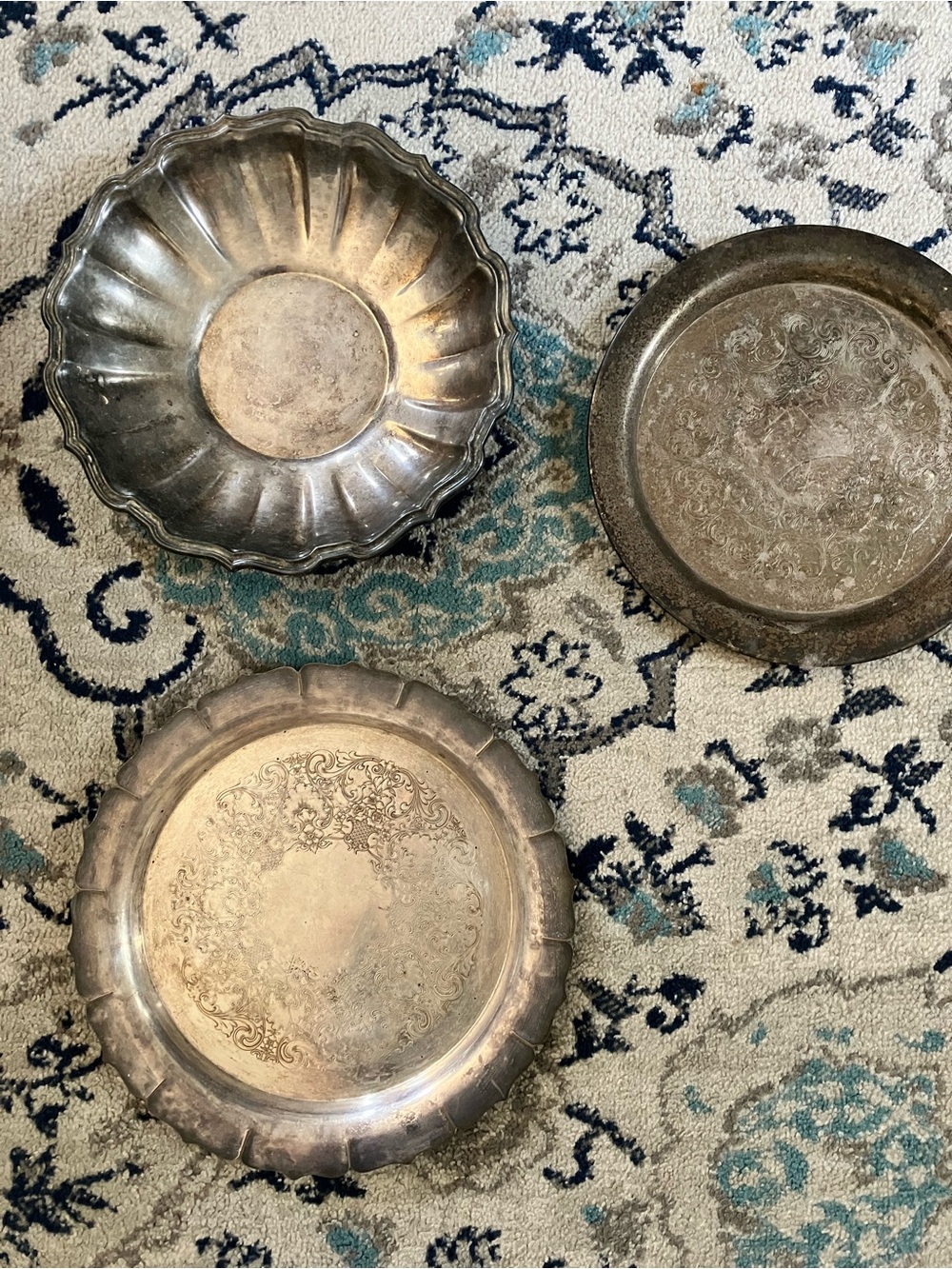 Vintage Silver Decorative Trays - Set of 3